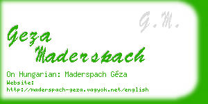 geza maderspach business card